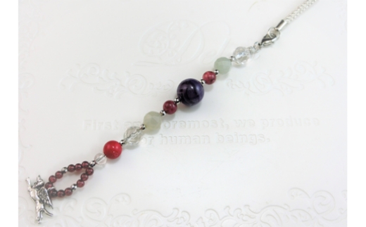 オリジナル根付・お守り「ワンコの見守りＡ（シルバー＆アメシスト）」【007D-069】