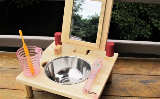 手作り木製 ミニドレッサー＆はみがきトレーニング【007D-081】