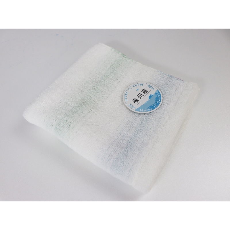 【泉州タオル】無撚糸グラデーションフェイスタオル5枚セット ブルー【011E-020】