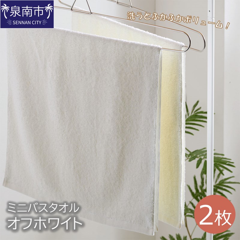 ハンガーで干せるミニバスタオル オフホワイト2枚 ※お届け不可地域あり【039E-045】