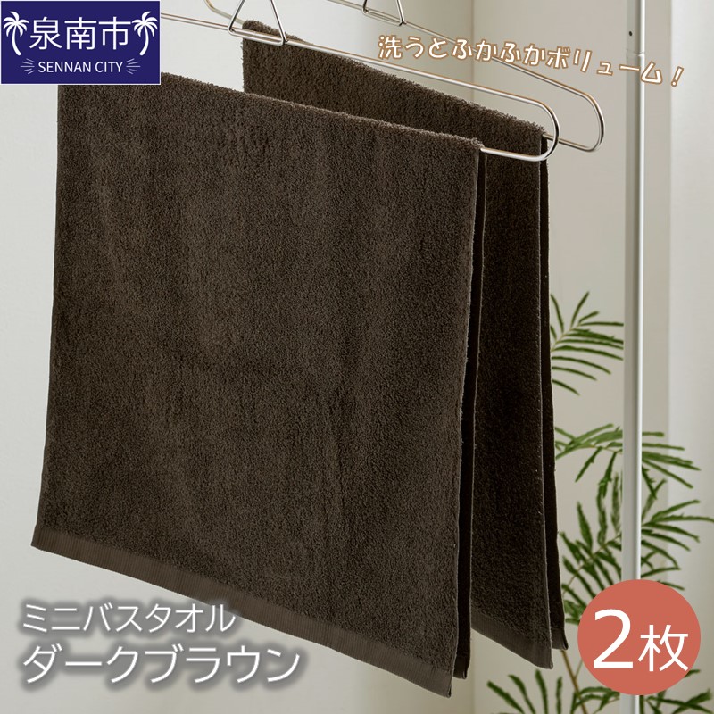 ハンガーで干せるミニバスタオル ダークブラウン2枚 ※お届け不可地域あり【039E-053】