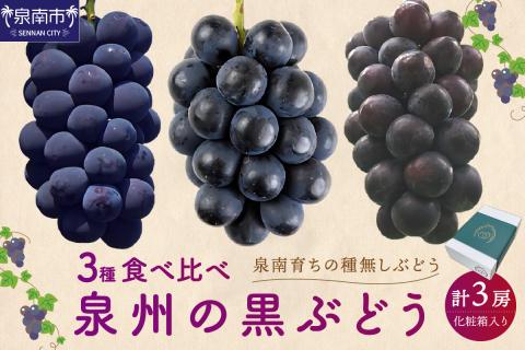 泉州ぶどう 泉州の黒ぶどう3種食べ比べセット【065C-002】