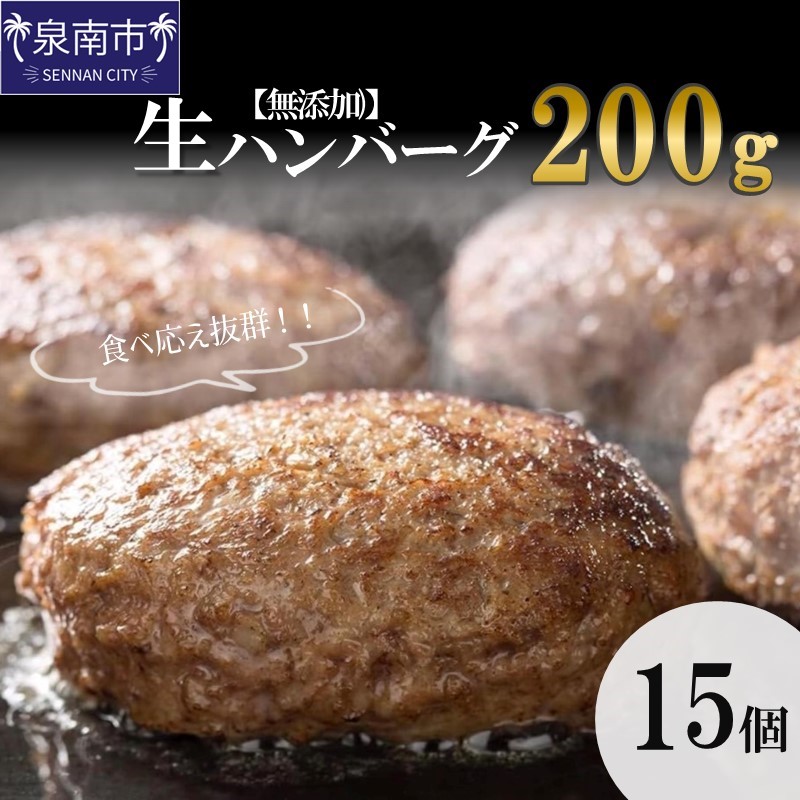 【無添加】食べ応え抜群！ 生ハンバーグ 200g 15個【087C-011】