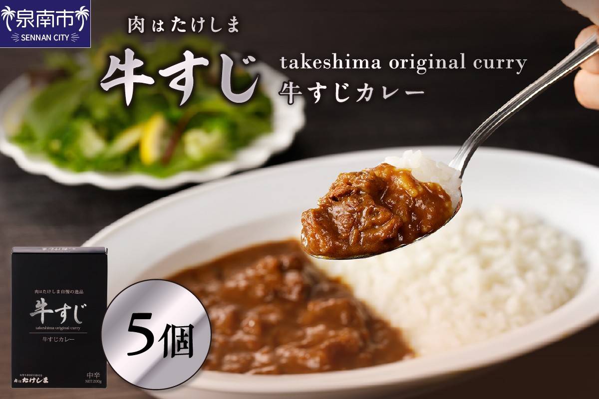 肉はたけしま 牛すじカレー 5個セット[002D-009]