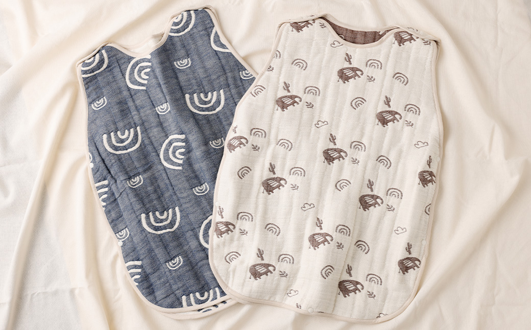 6重ガーゼ織スリーパー×2枚 （ベージュ・ネイビー） 綿 コットン ベビー キッズ 子供服 オールシーズン 出産祝い お祝い ギフト 赤ちゃん用品 ベビー用品 日本製