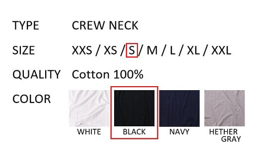 【Sサイズ】 EIJI T－SHIRT クルーネック ブラック _SM14-3