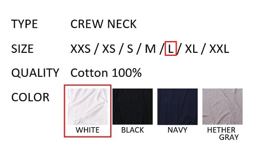 【Lサイズ】 EIJI T－SHIRT クルーネック ホワイト _SM13-5