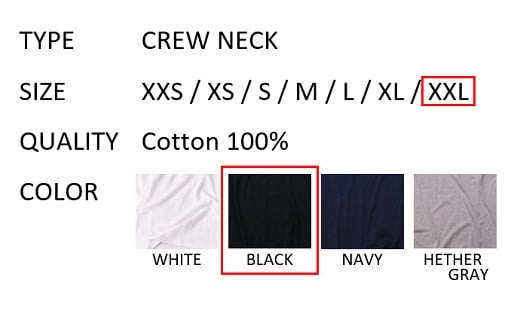 【XXLサイズ】 EIJI T－SHIRT クルーネック ブラック _SM14-7