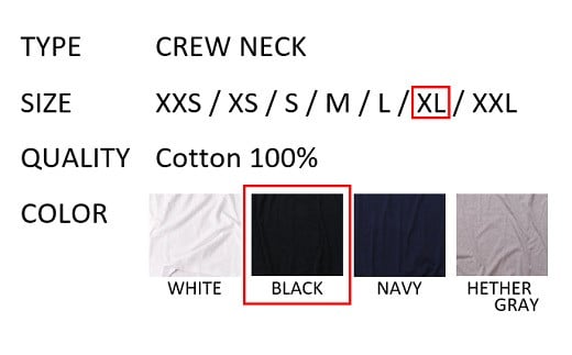 【XLサイズ】 EIJI T－SHIRT クルーネック ブラック _SM14-6
