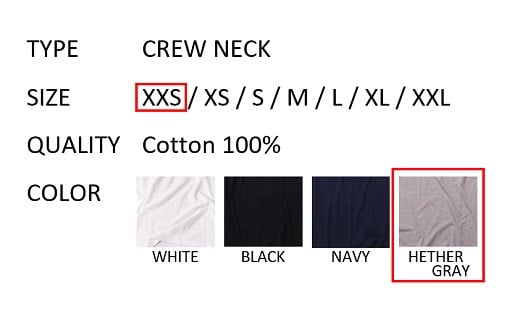 【XXSサイズ】 EIJI T－SHIRT クルーネック ヘザーグレイ _SM16-1