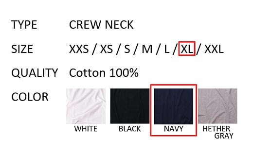 【XLサイズ】 EIJI T－SHIRT クルーネック ネイビー _SM15-6