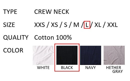 【Lサイズ】 EIJI T－SHIRT クルーネック ブラック _SM14-5