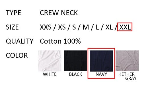 【XXLサイズ】 EIJI T－SHIRT クルーネック ネイビー _SM15-7