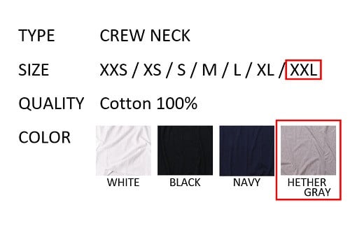 【XXLサイズ】 EIJI T－SHIRT クルーネック ヘザーグレイ _SM16-7