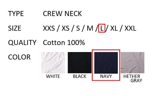 【Lサイズ】 EIJI T－SHIRT クルーネック ネイビー _SM15-5