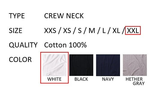 【XXLサイズ】 EIJI T-SHIRT クルーネック ホワイト _SM13-7