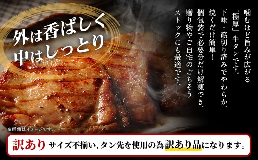 【訳あり】   極厚牛タンステーキ 1kg （500g×2パック）ニンニク醤油×ムニエル ／ 牛タン 牛たん タン たん 牛肉 お肉 肉 ステーキ 極厚 訳アリ 理由あり わけあり 大阪府 阪南市 冷凍