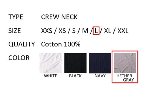 【Lサイズ】 EIJI T－SHIRT クルーネック ヘザーグレイ _SM16-5