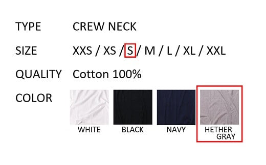 【Sサイズ】 EIJI T－SHIRT クルーネック ヘザーグレイ _SM16-3