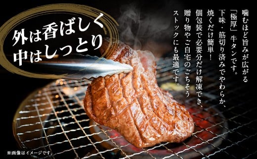 【12月下旬以降順次発送】 極厚牛タンステーキ 1kg （500g×2パック） ガーリックペッパー × バジルソテー ／ 牛タン 牛たん タン たん 牛肉 お肉 肉 ステーキ 極厚 大阪府 阪南市 冷凍