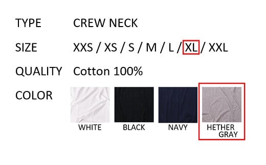 【XLサイズ】 EIJI T-SHIRT クルーネック ヘザーグレイ _SM16-6