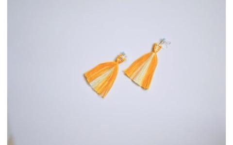 【一つ一つ手作り】色鮮やかな 真田紐 アクセサリー 3点 セット （ ブレスレット ・ イヤリング ・ ネックレス ） 黄色