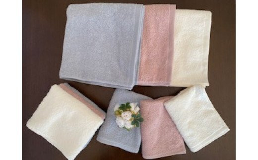 【抗ウイルス加工】 バス ＆ フェイス タオル 3枚 セット ( ピンク )