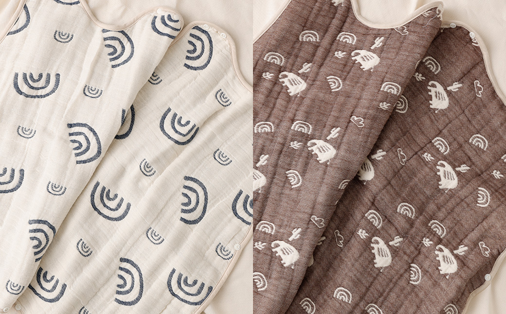 6重ガーゼ織スリーパー×2枚 （ベージュ・ネイビー） 綿 コットン ベビー キッズ 子供服 オールシーズン 出産祝い お祝い ギフト 赤ちゃん用品 ベビー用品 日本製