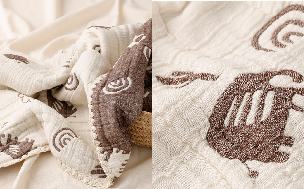 6重ガーゼ織ケット ×1枚 （ベージュ） ガーゼケット タオルケット コットン 綿100％ 寝具 日用品 お歳暮 お中元 プレゼント ギフト 日本製