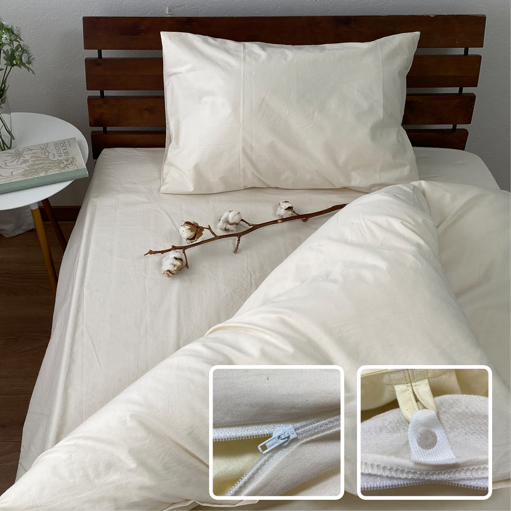 【ダブルサイズ】無漂白綿100％ キナリ 掛け布団カバー ダブルサイズ