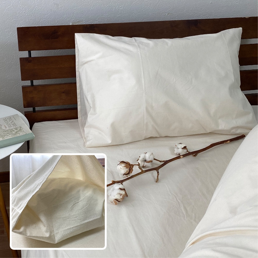 【ロングサイズ】無漂白綿100％ キナリ まくらカバー （43cm×120cm）