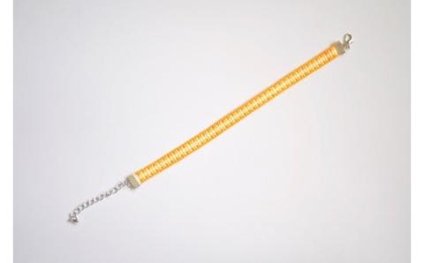 【一つ一つ手作り】色鮮やかな 真田紐 アクセサリー 3点 セット （ ブレスレット ・ イヤリング ・ ネックレス ） 黄色