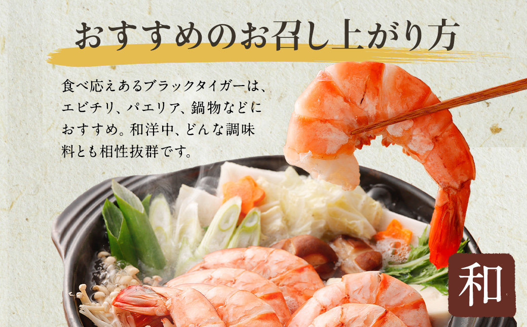 【12回定期便】特大 ブラックタイガー 無頭えび｜ 海老 えび エビ ブラックタイガー