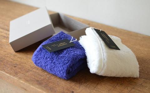 【ホワイト＆ロイヤルブルー】天衣無縫 オーガニック 超長綿使用 スーピマエンジェル ウォッシュタオル 2枚 箱入り セット GT22S-1220AエンジェルWT箱入 タオル オーガニックコットン 綿