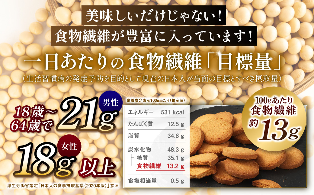 【12ヶ月定期便】 無選別おからクッキー （プレーン） 約1kg （約500g×2袋）