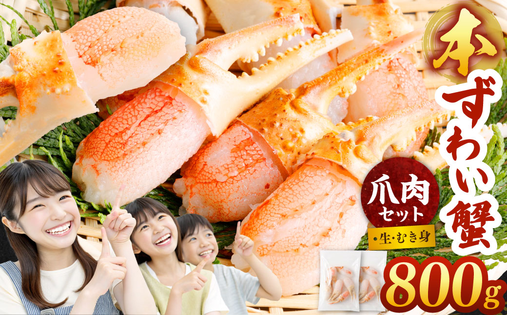 本ズワイ蟹 カニ 生爪セット 800g ｜ 海鮮 カニ かに 蟹 ずわい蟹 爪 ズワイガニ ポーション むき身 カニしゃぶ しゃぶしゃぶ 簡単調理 冷凍