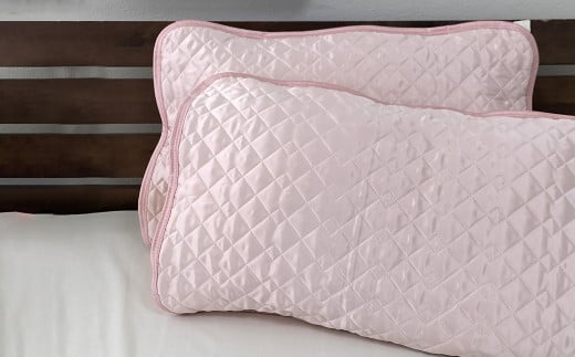 【ピンク】シルクサテン100％ まくらパッドM【43×63cm】2枚組