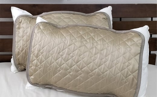 【ベージュ】シルクサテン100％ まくらパッドS【35×50cm】2枚組