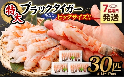 特大 ブラックタイガー 殻なし ビッグサイズ （30匹）