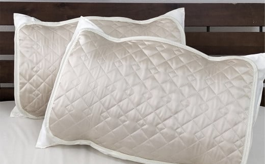 【アイボリー】シルクサテン100％ まくらパッドS【35×50cm】2枚組