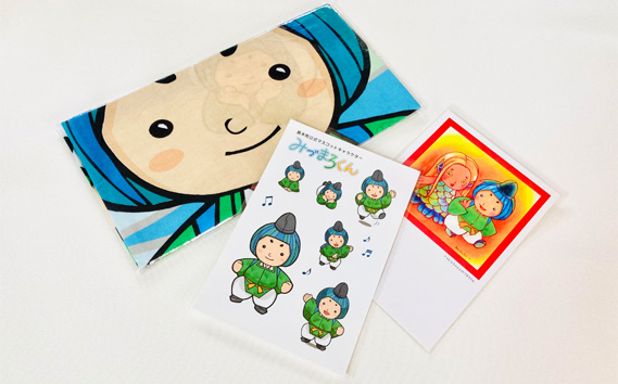 みづまろくん「手ぬぐい＋シール1枚＋ポストカード1枚」 ／ ご当地キャラクター ご当地 キャラ マスコットキャラクター マスコット ゆるキャラ キャラクターグッズ オリジナル 応援 地域応援 かわいい 可愛い 癒し 癒やし みづまろくん 大阪府