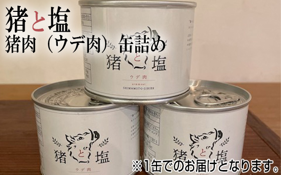 猪と塩　猪肉（ウデ肉）缶詰め ／ ジビエ 猪 イノシシ肉 ぼたん ぼたん肉 缶 ウデ肉 塩のみ 長期保存 手軽 とろける 脂 脂身 旨味 コク ビタミンB 赤身 高たんぱく タンパク質 ヘルシー 旨味 歯ごたえ 野性味 狩猟肉 RISTORANTE Co.N.Te リストランテ コンテ 大阪府 特産品