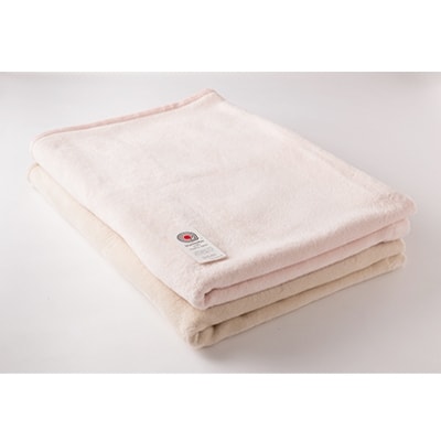 綿100%綿毛布シングルサイズ・ベージュとピンクのセット
