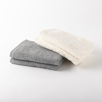 泉州産フェイスタオル4枚セット・グレーとアイボリー