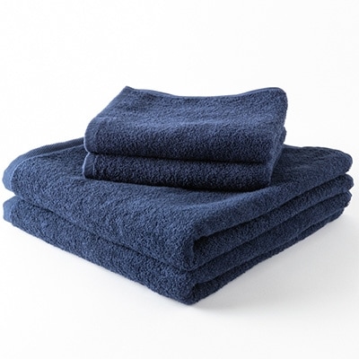泉州産バスタオル2枚とフェイスタオル2枚のセット・ネイビー