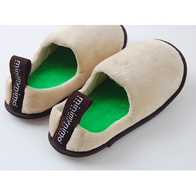 minim y nimo　ルームシューズ　ベロア　キッズ#12(ベージュ)1足