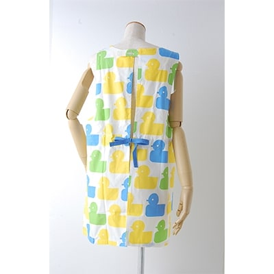 大人 エプロン (キッチン・アヒル・ブルー)※ブロード素材