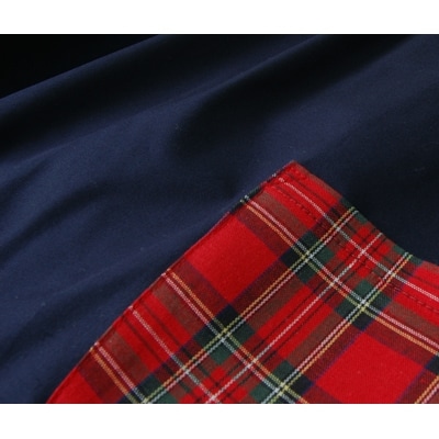 キッズ スモック　チェックポケット(紺)　100cm