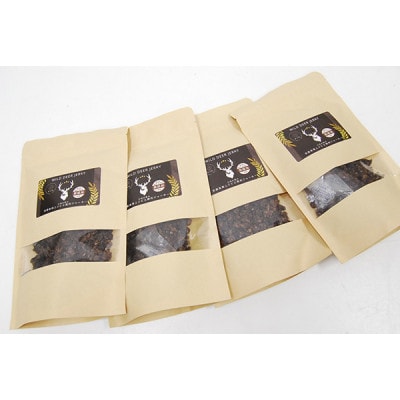 京都丹波産 極上ジビエ鹿肉ジャーキー 【粗挽き/フレーク】150g×4袋セット