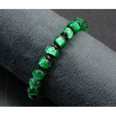 沖縄の伝統工芸!琉球とんぼ石/ホタルガラス10mm 数珠 ブレスレット 緑